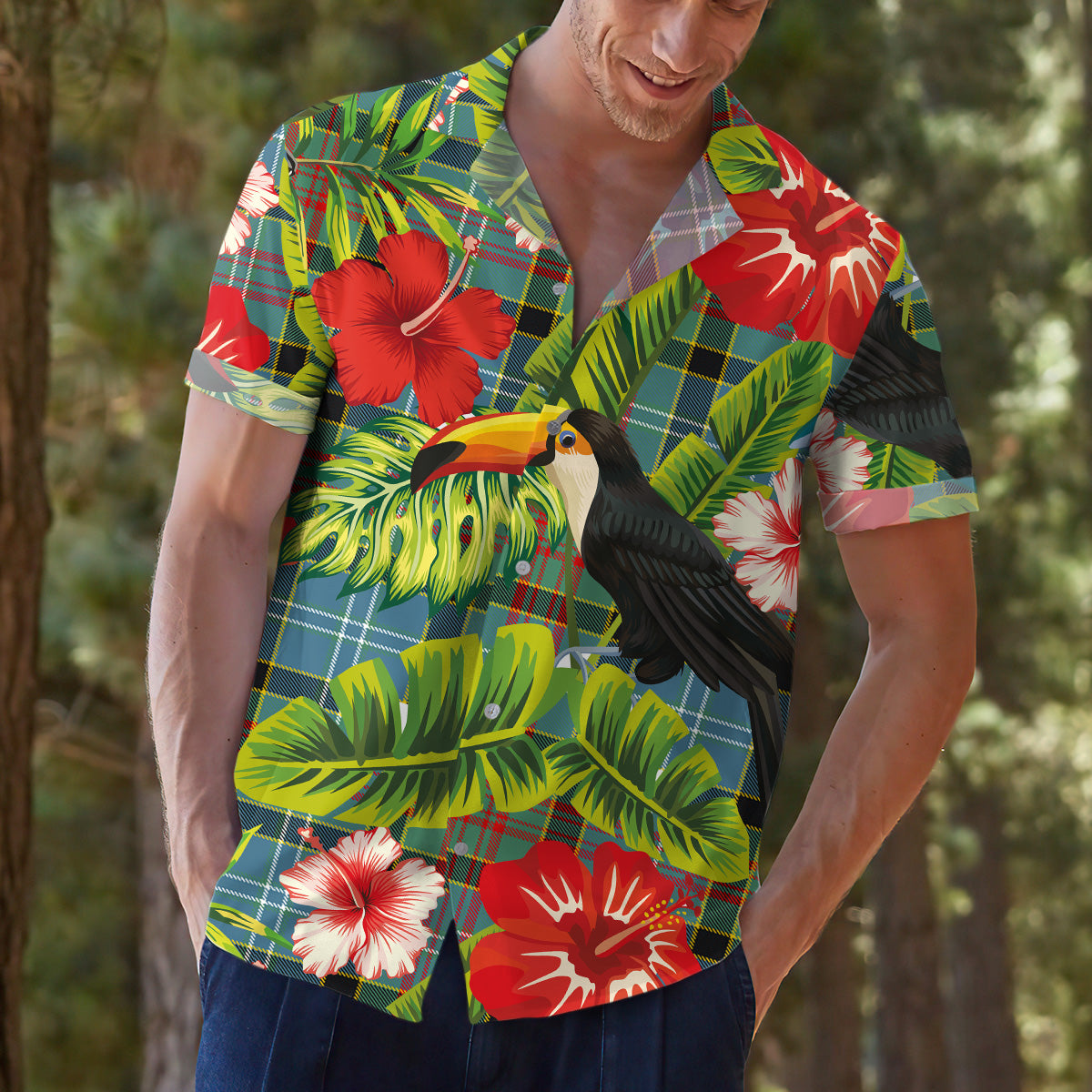 Scottish Tartan Walkinshaw Clan Hawaiian Shirt Hibiscus - Tropical Garden Style