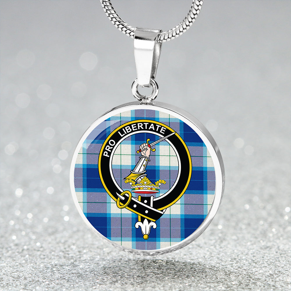 Scottish Tartan Wallace Dress Blue (Wallas Dress Blue) Modern Clan Circle Necklace Classic Style