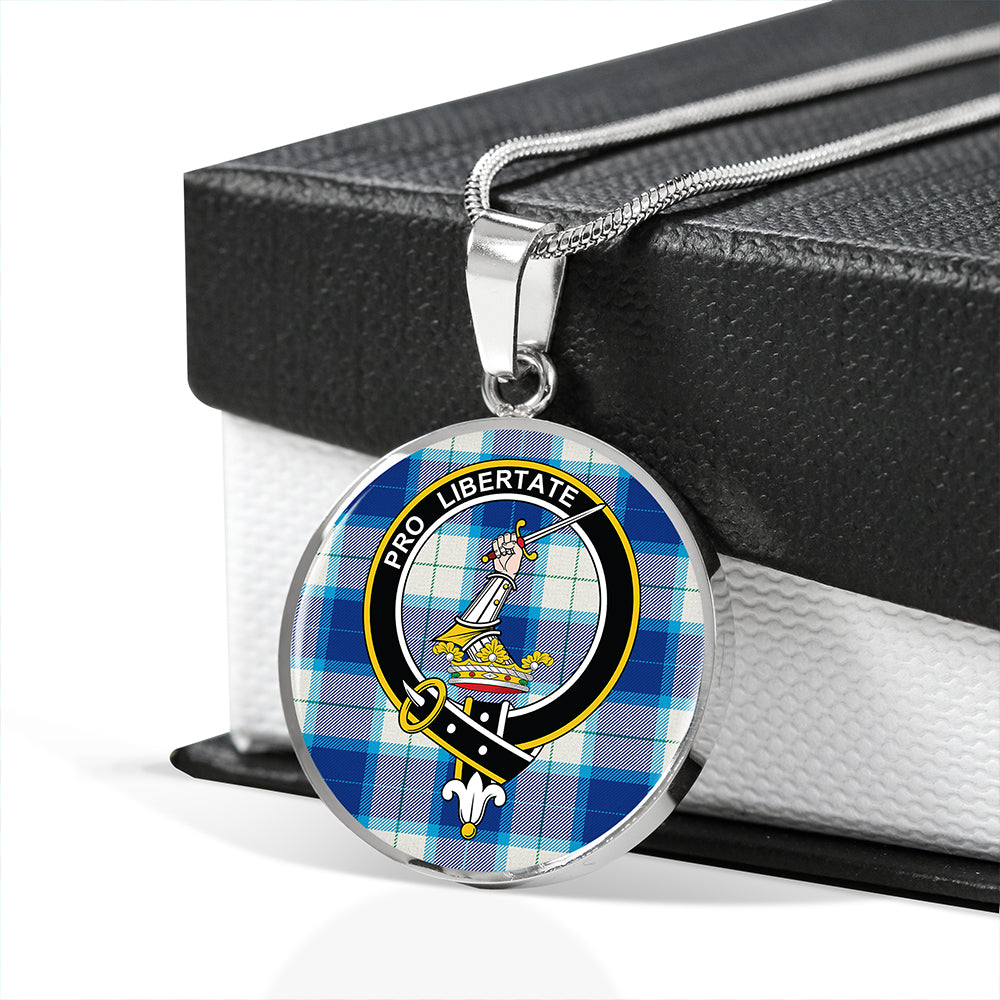 Scottish Tartan Wallace Dress Blue (Wallas Dress Blue) Modern Clan Circle Necklace Classic Style