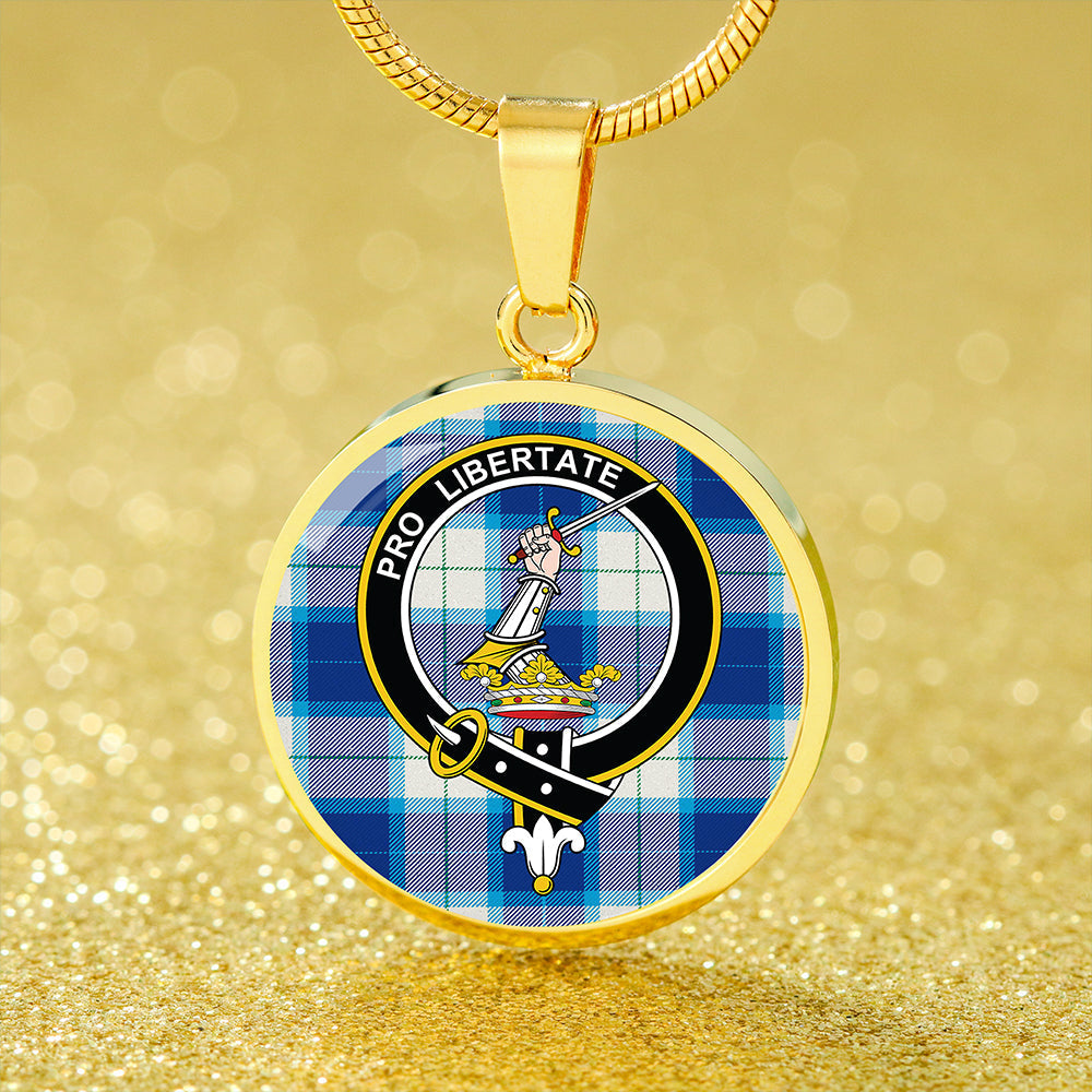 Scottish Tartan Wallace Dress Blue (Wallas Dress Blue) Modern Clan Circle Necklace Classic Style