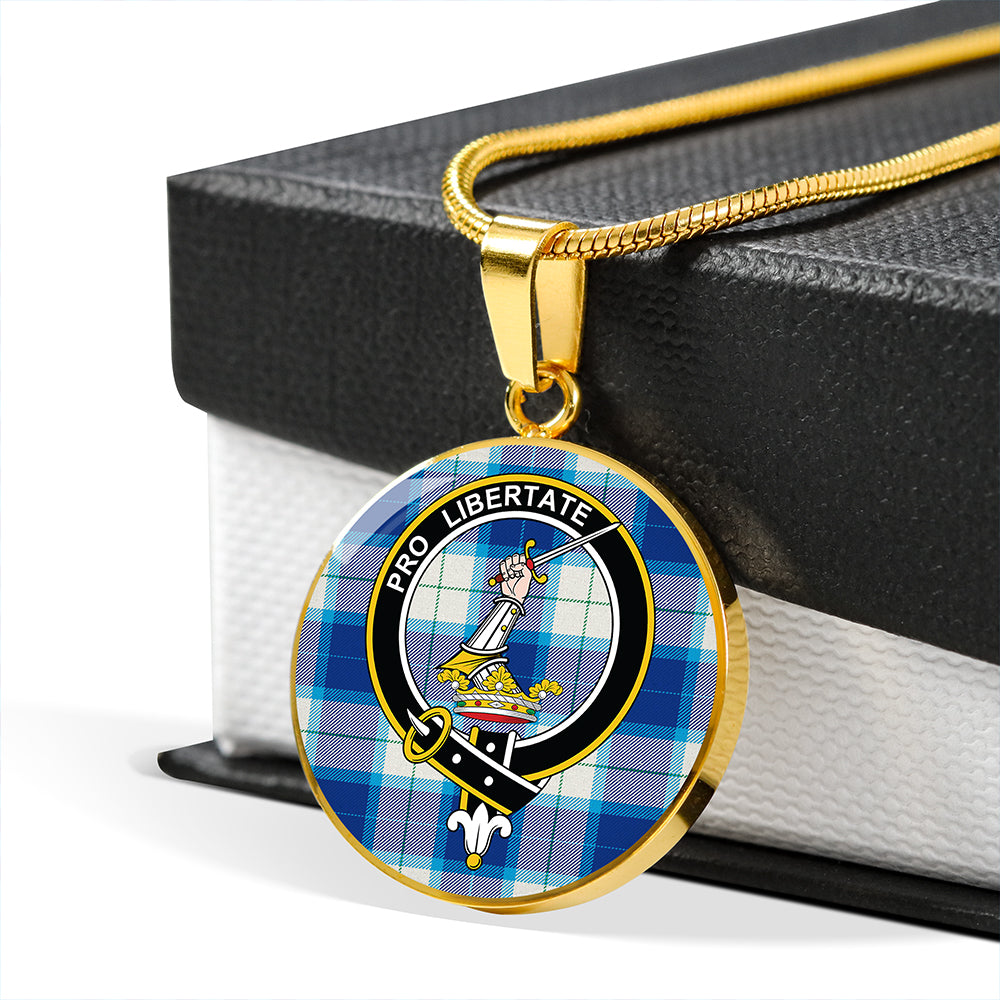 Scottish Tartan Wallace Dress Blue (Wallas Dress Blue) Modern Clan Circle Necklace Classic Style