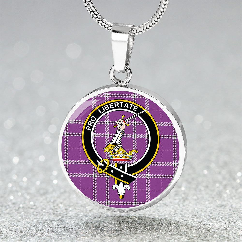 Scottish Tartan Wallace High School (Wallas High School) Weathered Clan Circle Necklace Classic Style