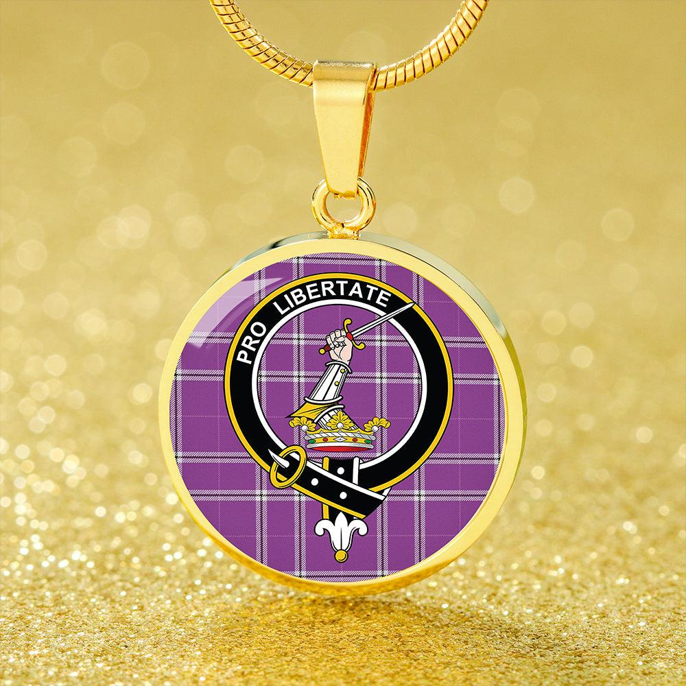 Scottish Tartan Wallace High School (Wallas High School) Weathered Clan Circle Necklace Classic Style
