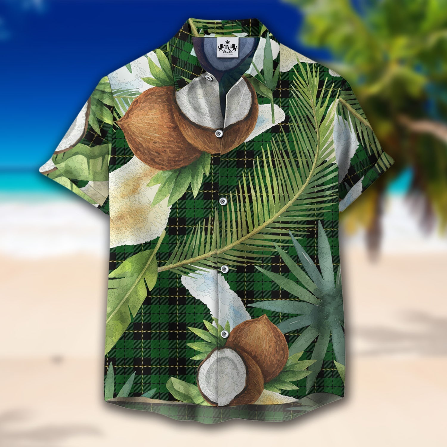 Scottish Tartan Wallace Hunting Clan Hawaiian Shirt Hibiscus - Tropical Garden Style