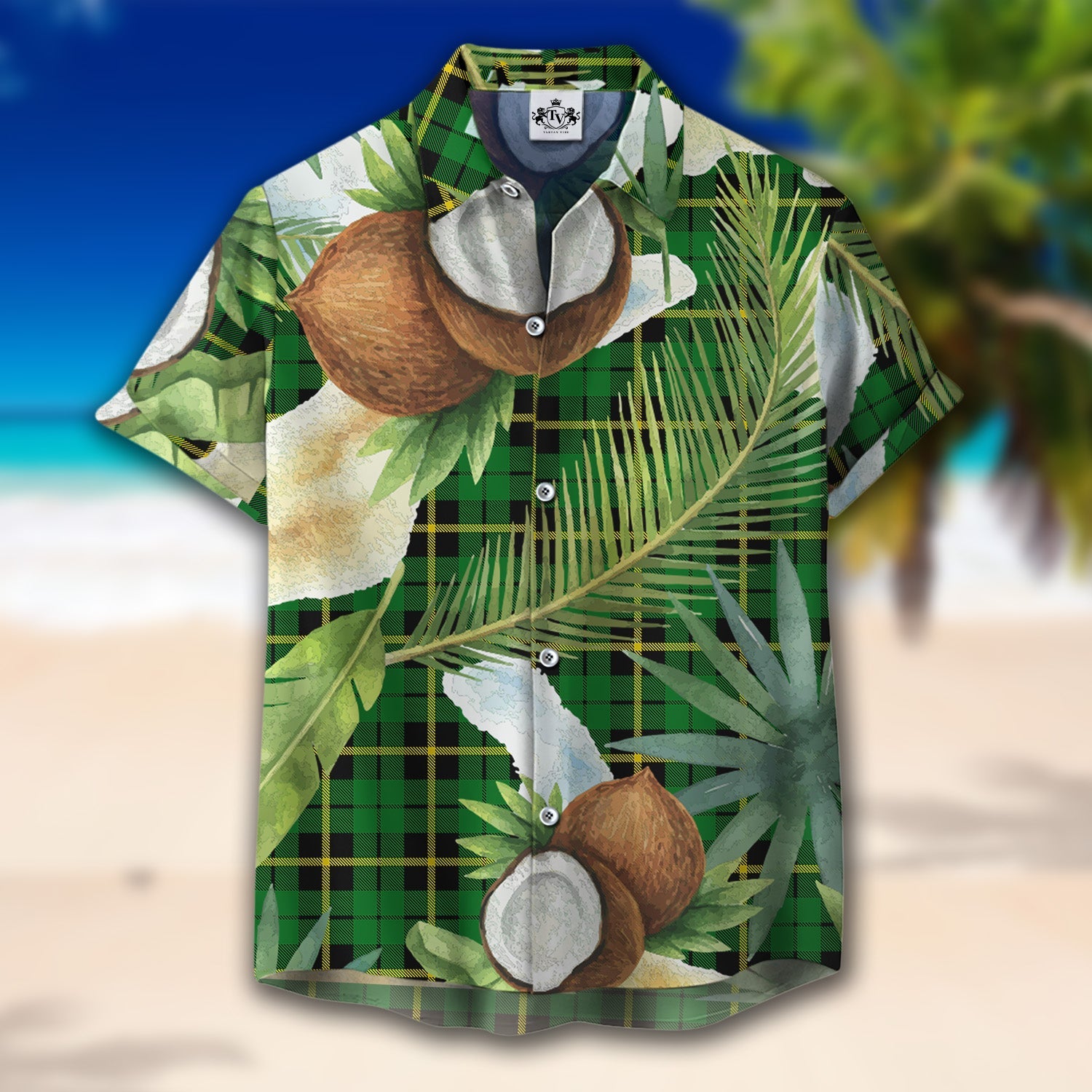 Scottish Tartan Wallace Hunting Green Clan Hawaiian Shirt Hibiscus - Tropical Garden Style