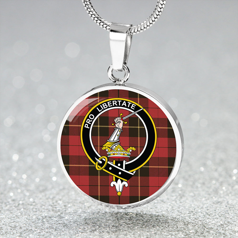 Scottish Tartan Wallace (Wallas) Weathered Clan Circle Necklace Classic Style