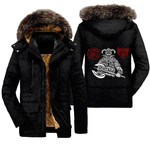 Viking Parka Jacket Warrior With Big Axes