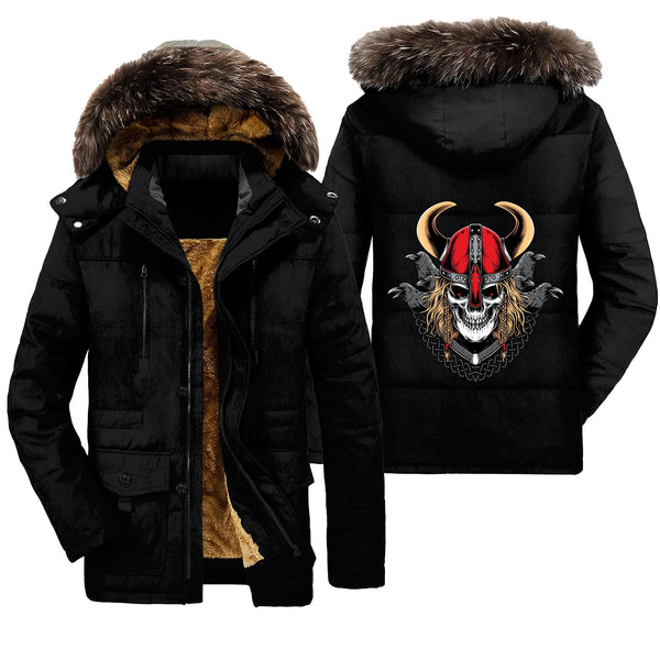 Viking Parka Jacket Warrior With Raven