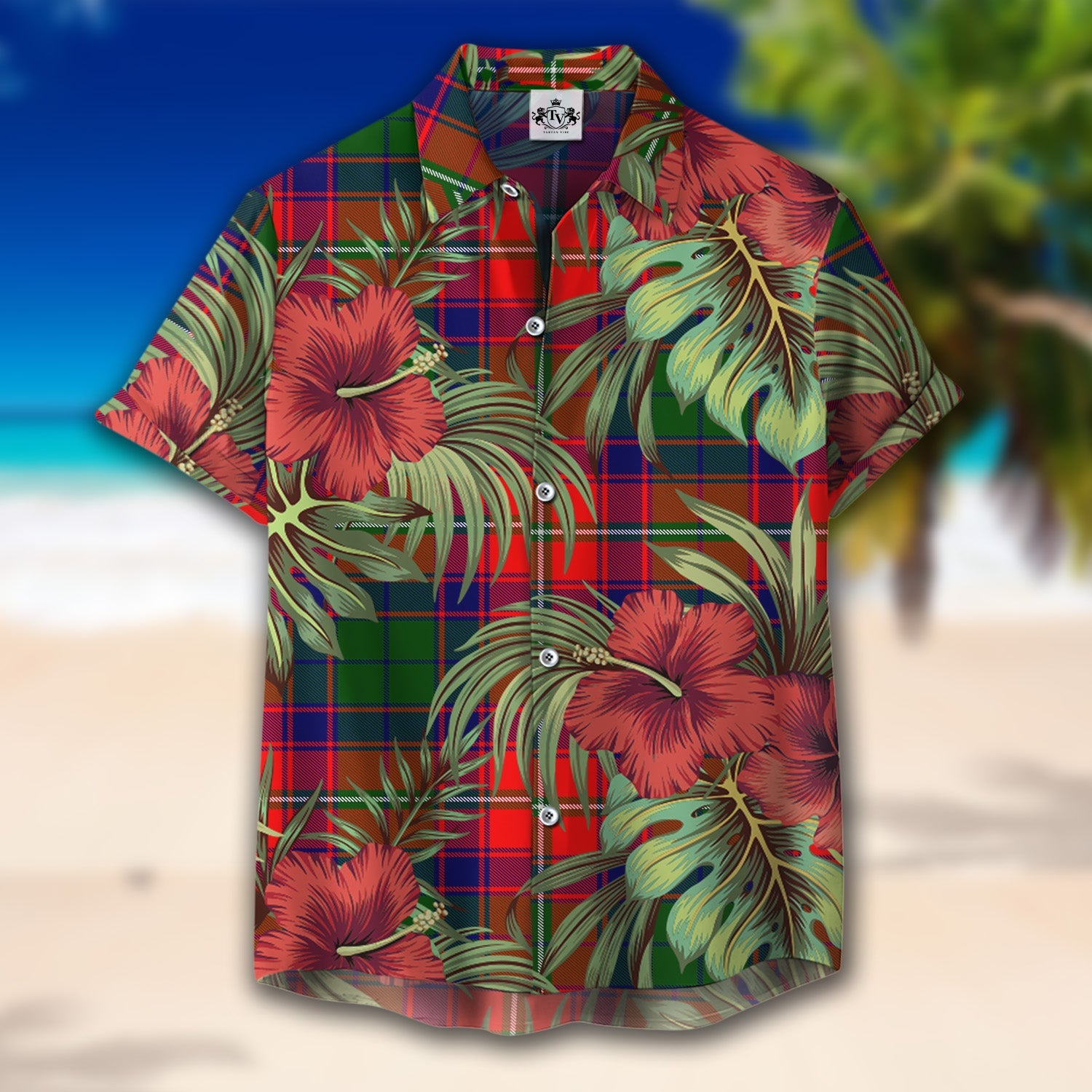 Scottish Tartan Wauchope Clan Hawaiian Shirt Hibiscus - Tropical Garden Style