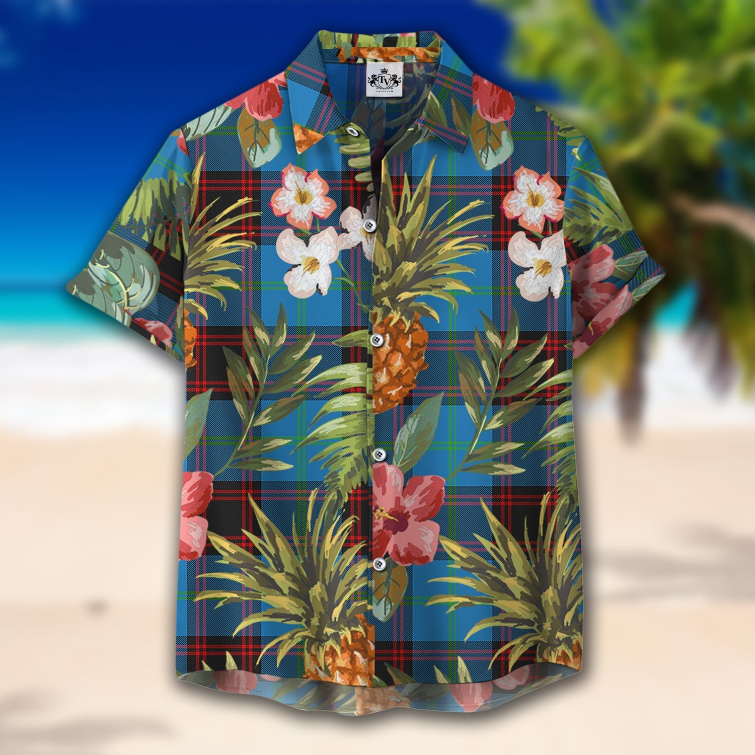 Scottish Tartan Wedderburn Clan Hawaiian Shirt Hibiscus - Tropical Garden Style