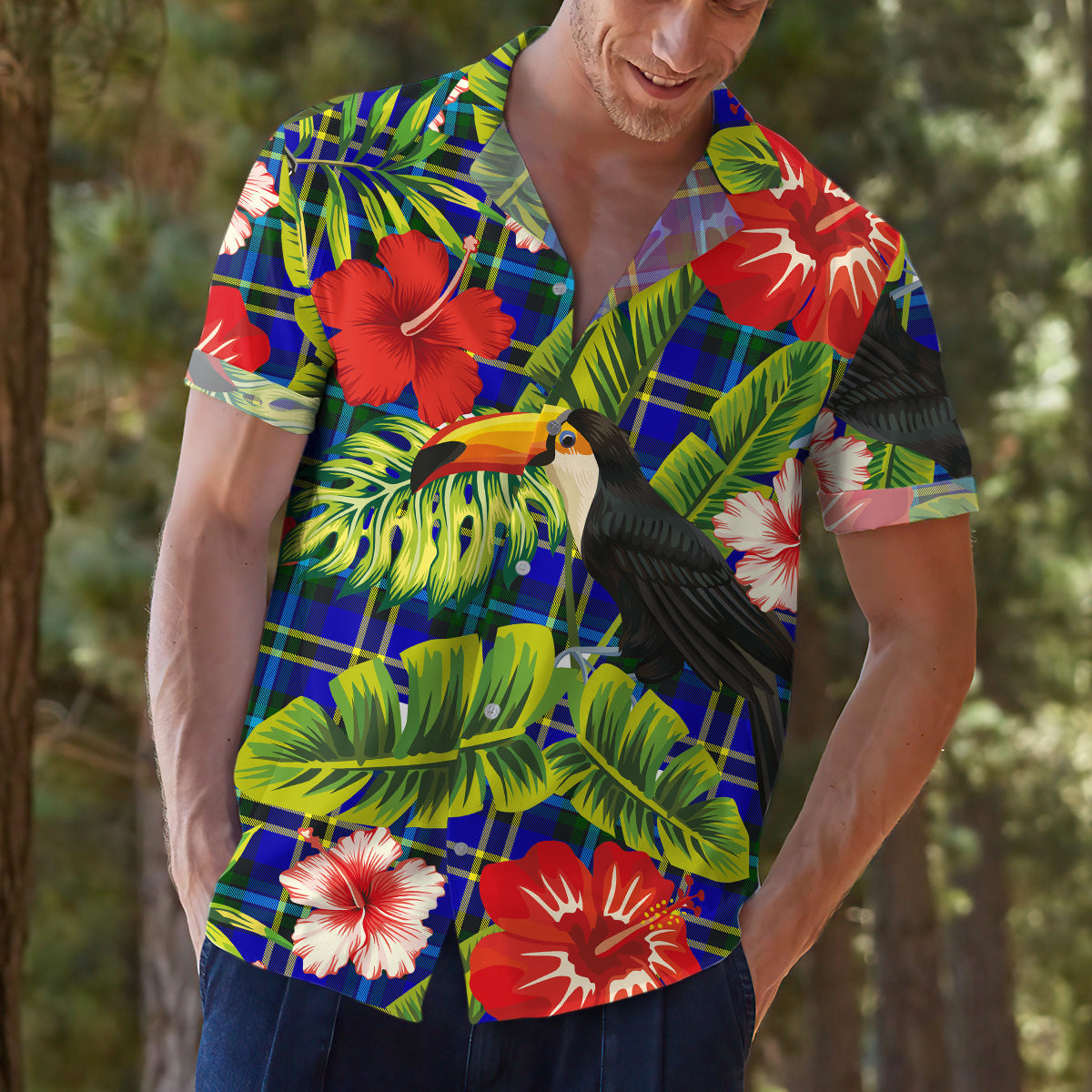 Scottish Tartan Weir Modern Clan Hawaiian Shirt Hibiscus - Tropical Garden Style