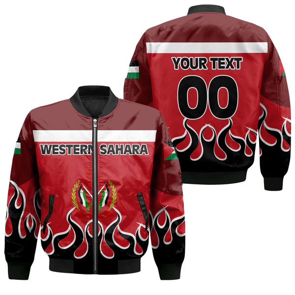 Western Sahara Bomber Jacket Flag & Coat Of Arms Fire Hockey Style