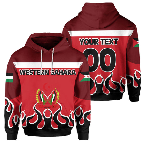 Western Sahara Hoodie Flag & Coat Of Arms Fire Hockey Style