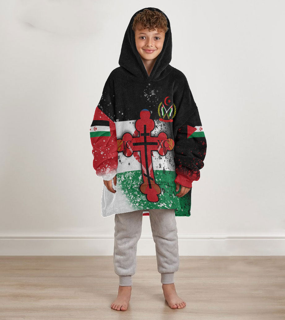 Western Sahara Kid Snug Hoodie Flag & Coat Of Arms Orthodox Style