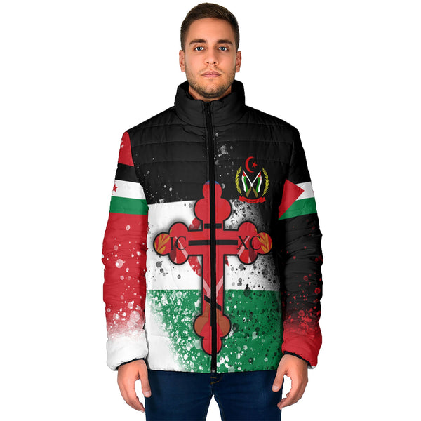 Western Sahara Men Padded Jacket Flag & Coat Of Arms Orthodox Style