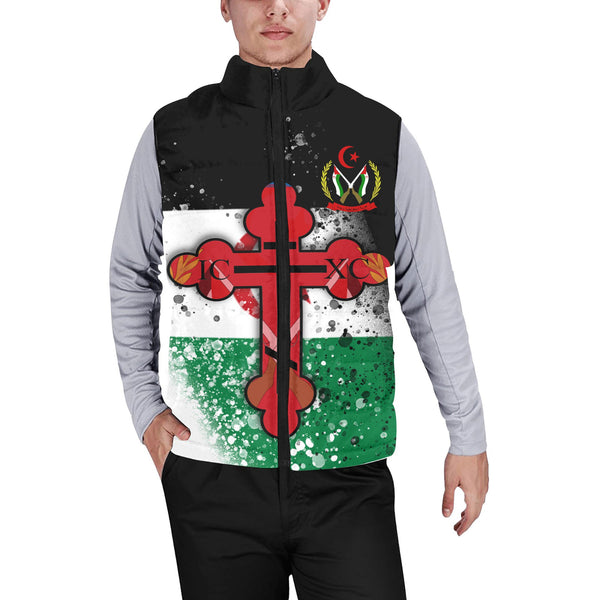 Western Sahara Men Padded Jacket Vest Flag & Coat Of Arms Orthodox Style