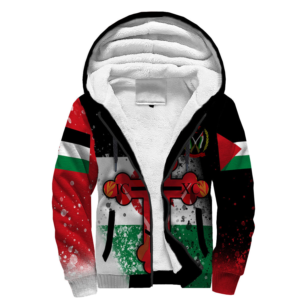 Western Sahara Sherpa Hoodie Flag & Coat Of Arms Orthodox Style