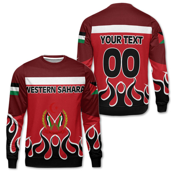 Western Sahara Sweatshirt Flag & Coat Of Arms Fire Hockey Style