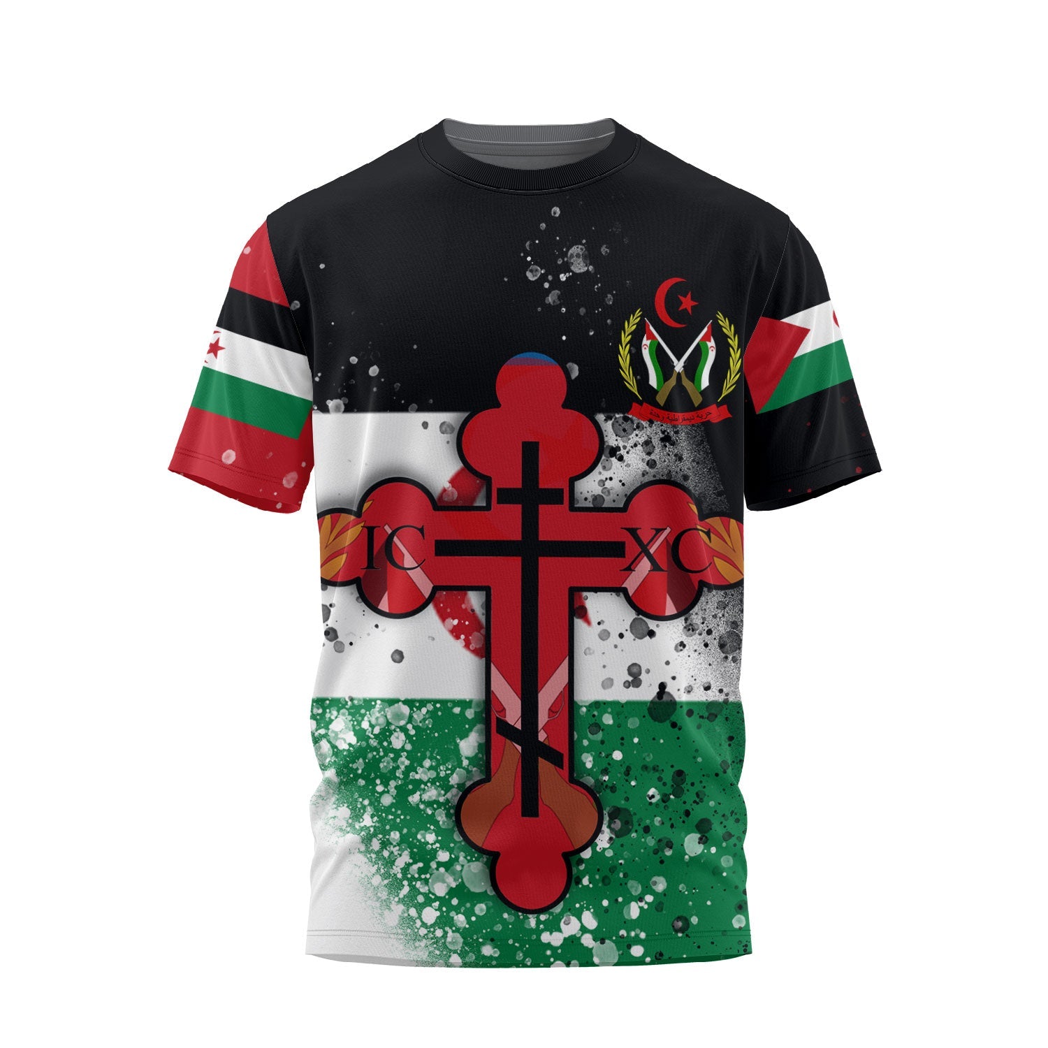 Western Sahara T Shirt Flag & Coat Of Arms Orthodox Style