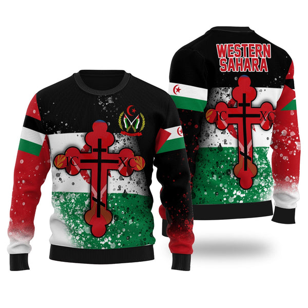 Western Sahara Ugly Sweater Flag & Coat Of Arms Orthodox Style