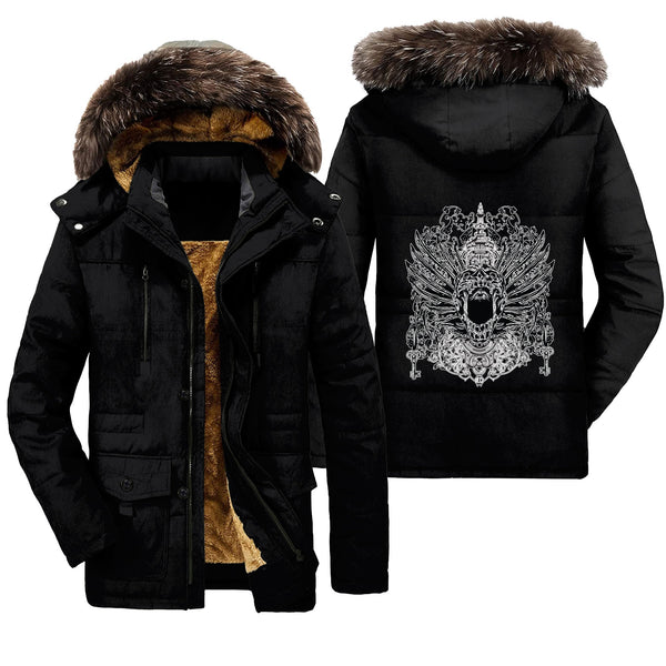 Viking Parka Jacket Winged Skull Style