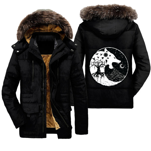 Viking Parka Jacket Wolf And Ravens