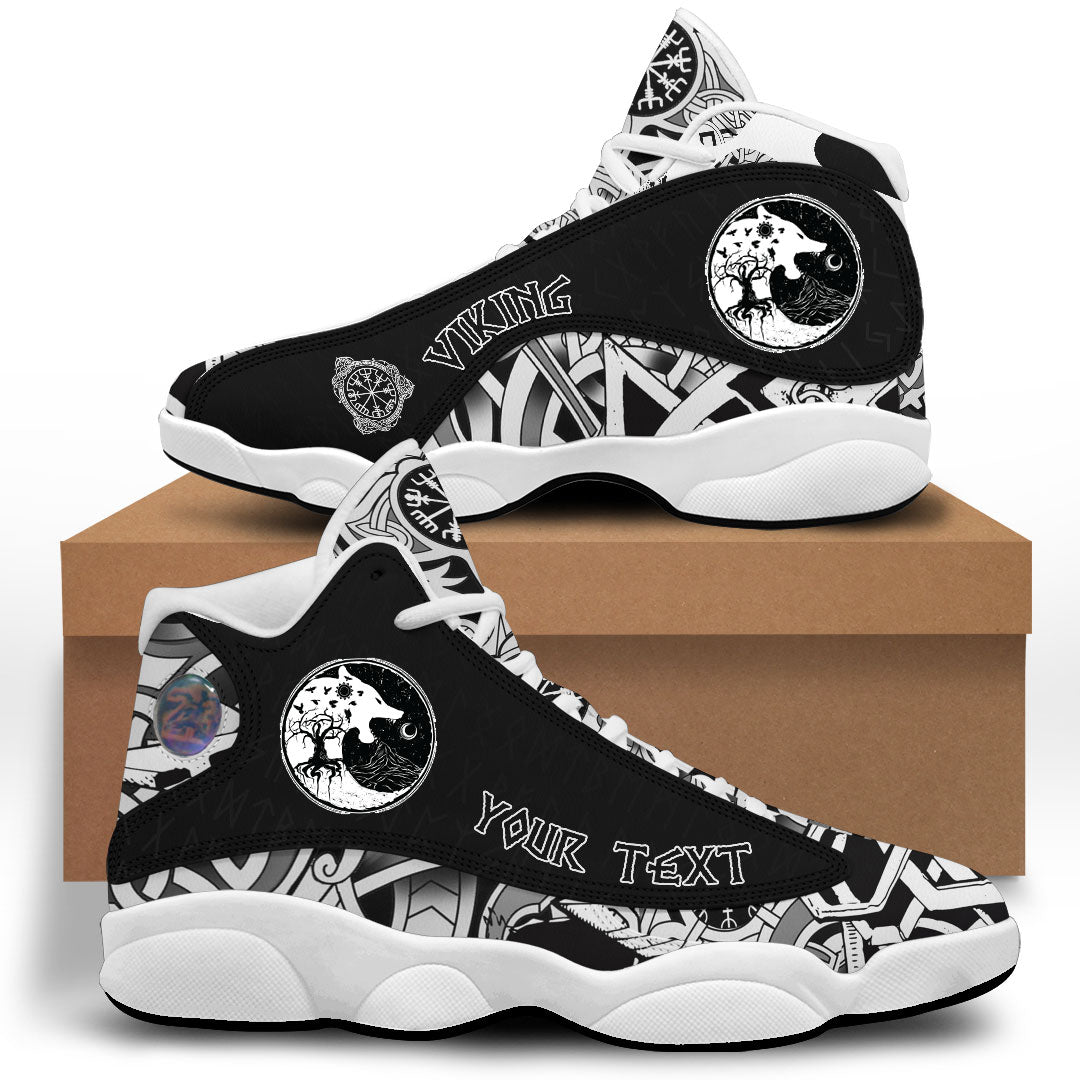 Custom Viking Sneaker J13 Wolf And Ravens