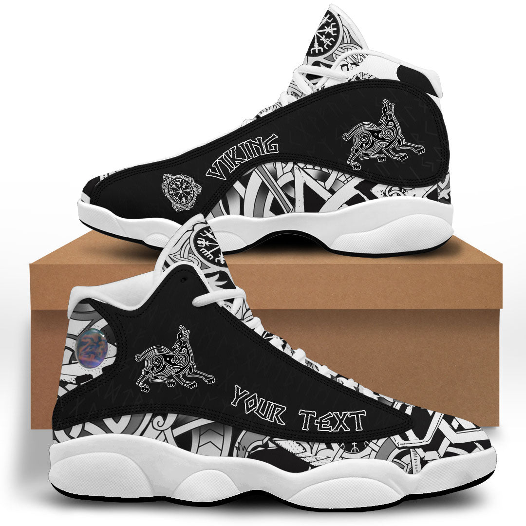 Custom Viking Sneaker J13 Wolf Celtic Style Tribal Pattern