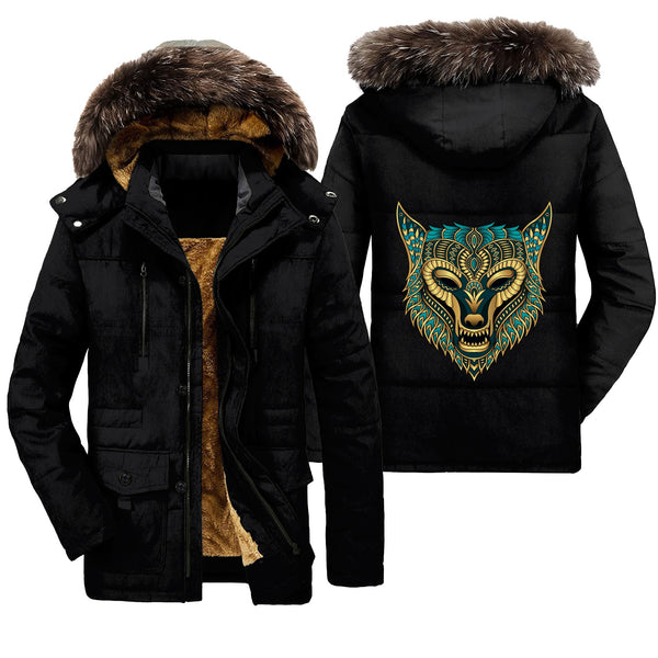 Viking Parka Jacket Wolf Ethnic Style