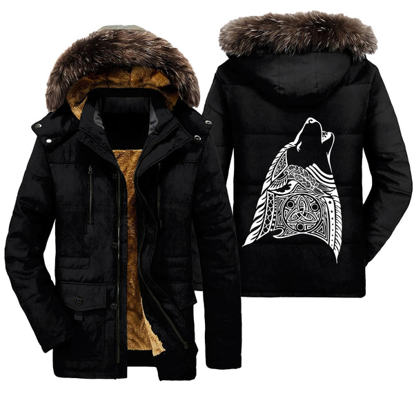 Viking Parka Jacket Wolf Head Howling