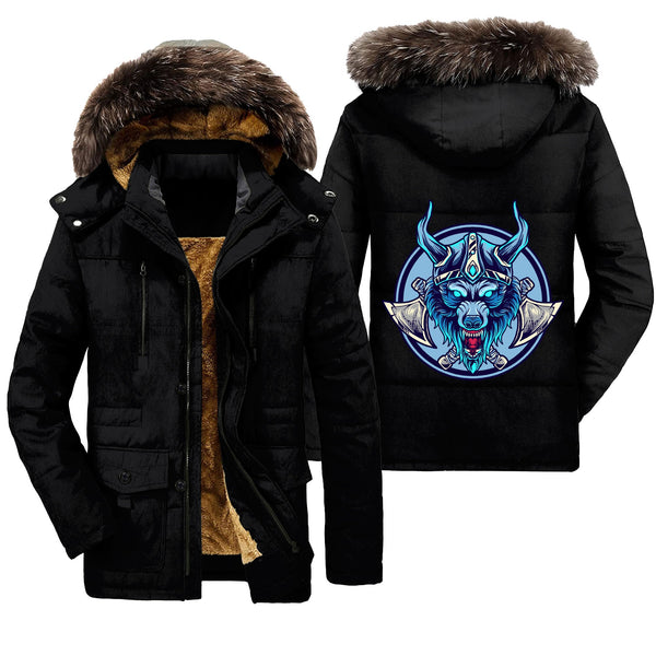 Viking Parka Jacket Wolf Head Style