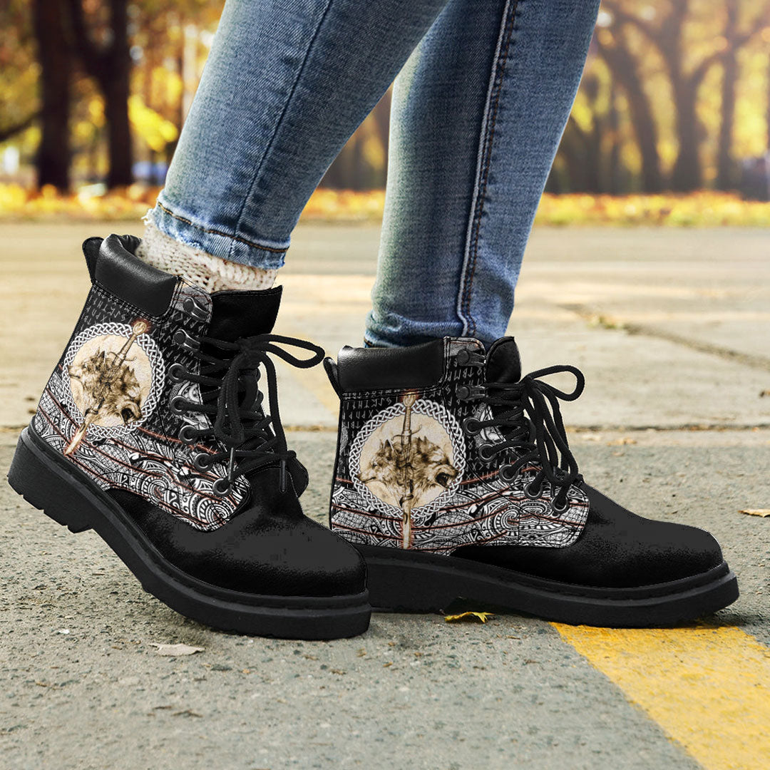 Viking All Season Boots Wolf and Viking Tattoo 3D