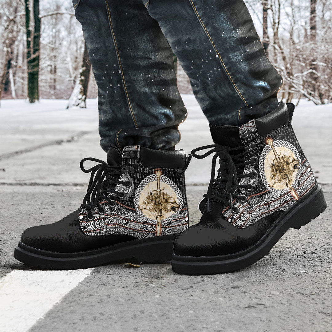 Viking All Season Boots Wolf and Viking Tattoo 3D