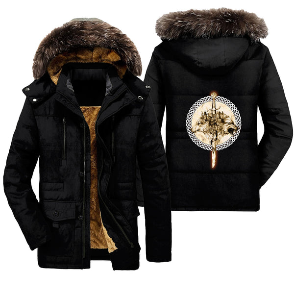 Viking Parka Jacket Wolfs And Sword