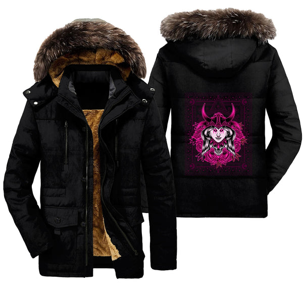 Viking Parka Jacket Woman Head