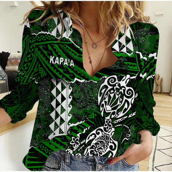 Hawaii Kapaa High School Custom Women Casual Shirt Polynesian Turtle Style