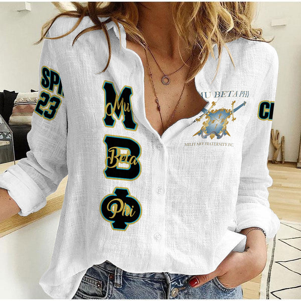 Fraternity Shirt - Personalized Mu Beta Phi Women Casual Shirt Original White Style