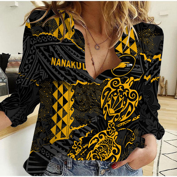 Hawaii Nanakuli High School Custom Women Casual Shirt Polynesian Turtle Style