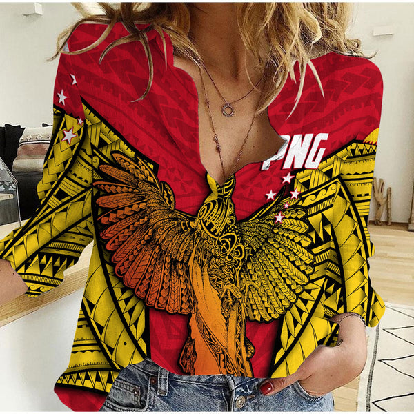 Papua New Guinea Independence Day Women Casual Shirt Raggiana Bird of Paradise Style