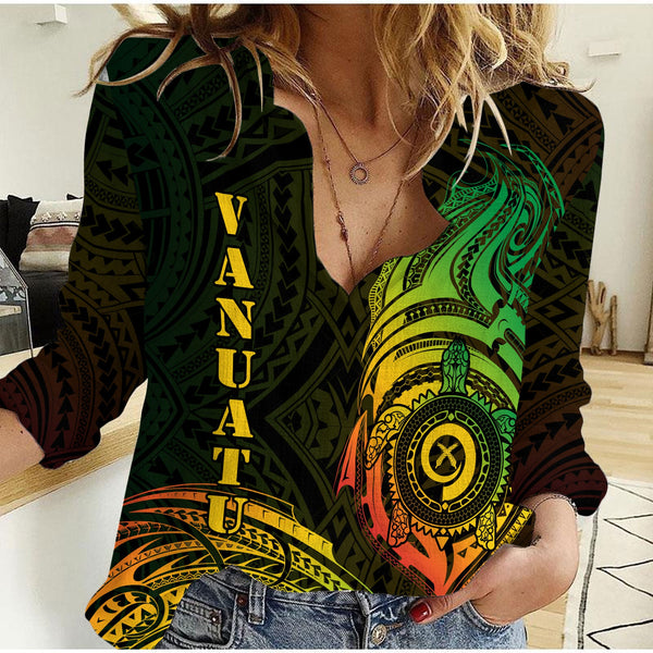 Vanuatu Women Casual Shirt Polynesian Reggae Style