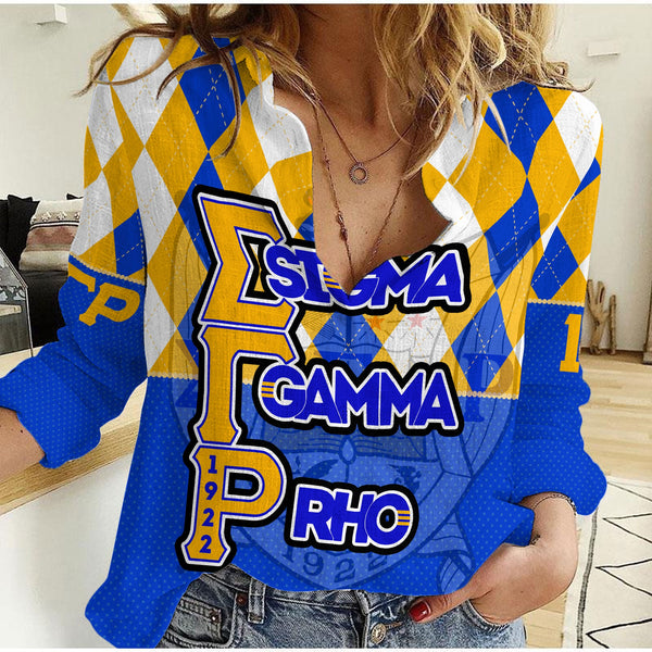 Sorority Shirt - Christmas Sigma Gamma Rho Girl Women Casual Shirt Rhombus Pattern Style