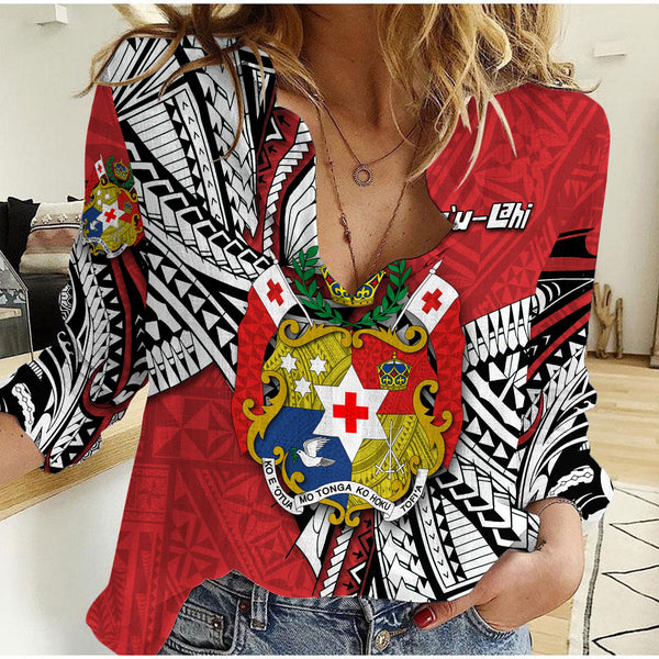 Custom Tonga Vava'u Lahi Coat Of Arms Women Casual Shirt