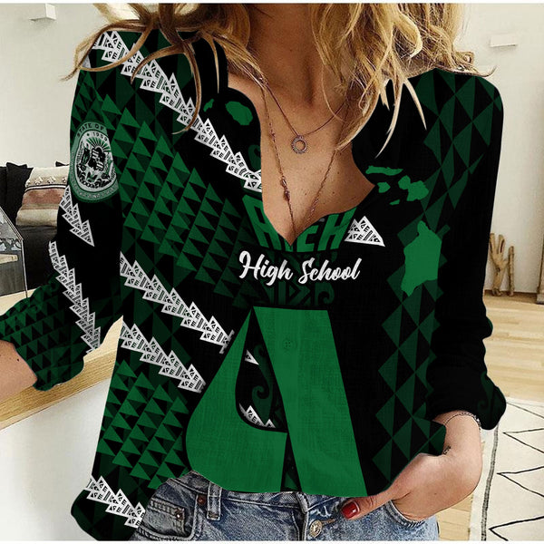 Hawaii Aiea High School Custom Women Casual Shirt Map Style