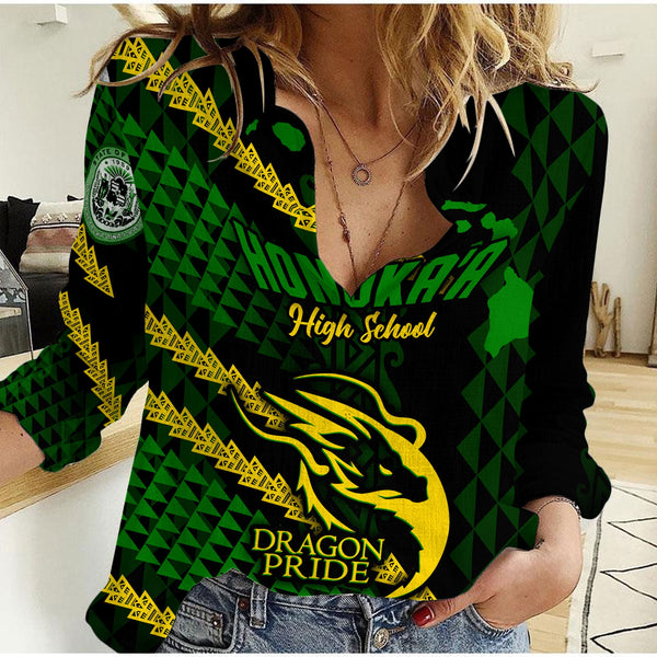 Hawaii Honoka High & Intermediate School Custom Women Casual Shirt Map Style