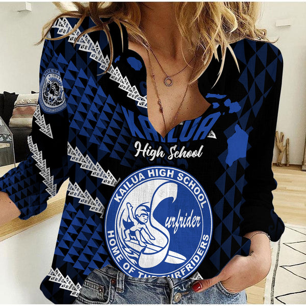 Hawaii Kailua High School Custom Women Casual Shirt Map Style