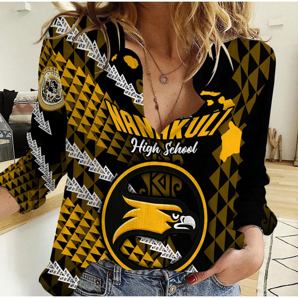 Hawaii Nanakuli High School Custom Women Casual Shirt Map Style