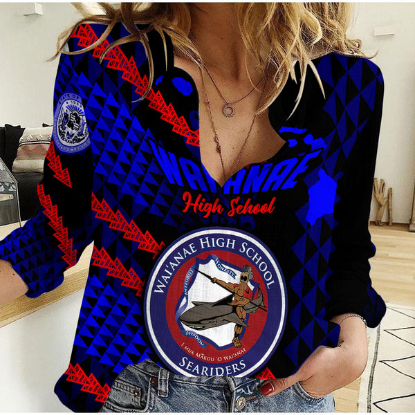 Hawaii Waianae High School Custom Women Casual Shirt Map Style