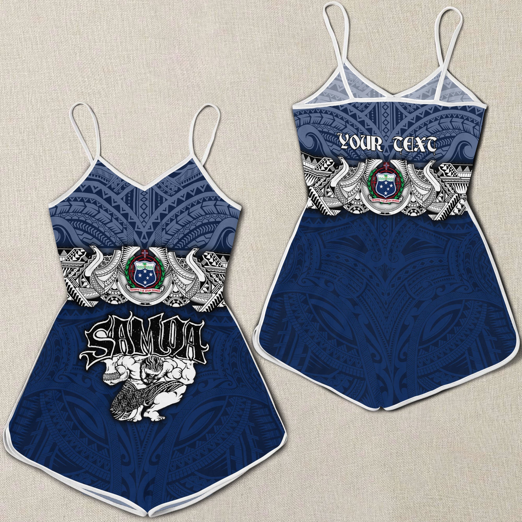 Custom Samoa Warrior Women Romper