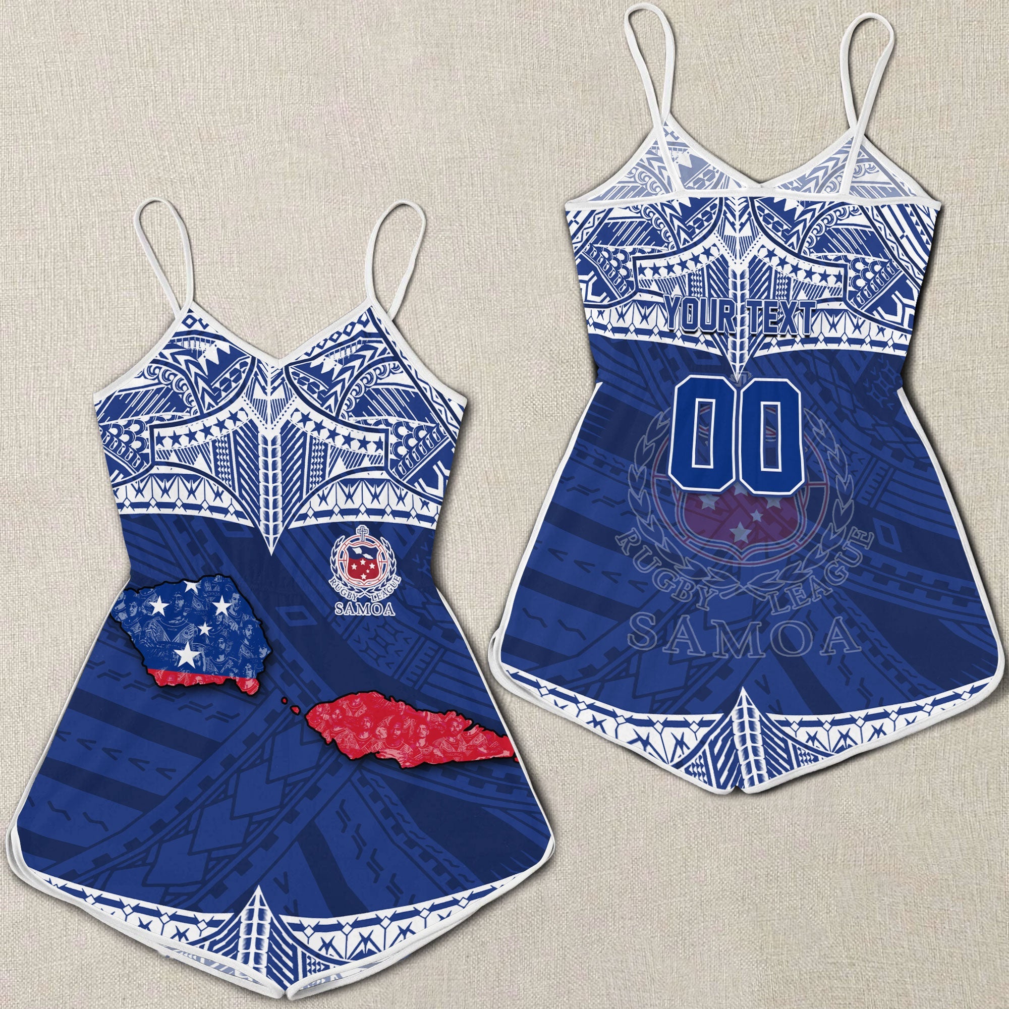 Custom Samoa TOA Rugby Women Romper Map Style