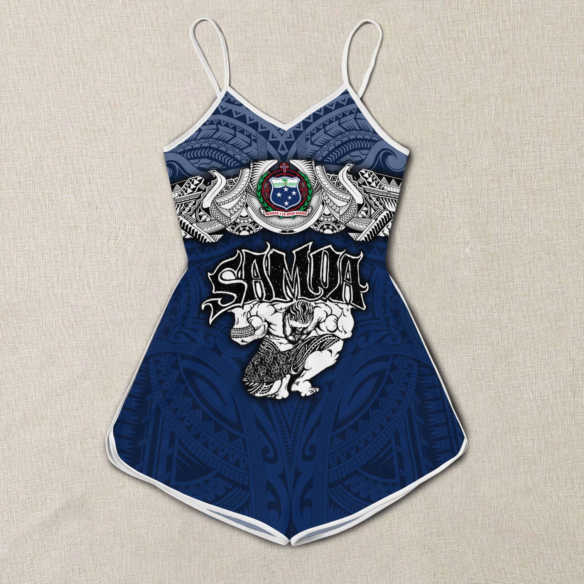 Custom Samoa Warrior Women Romper